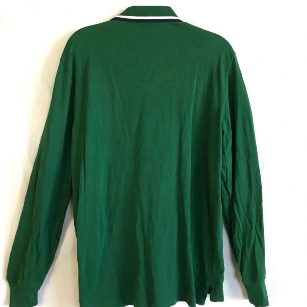 Green Polo Long Sleeve Shirt with Embroidered Logo - Picture 2 of 4